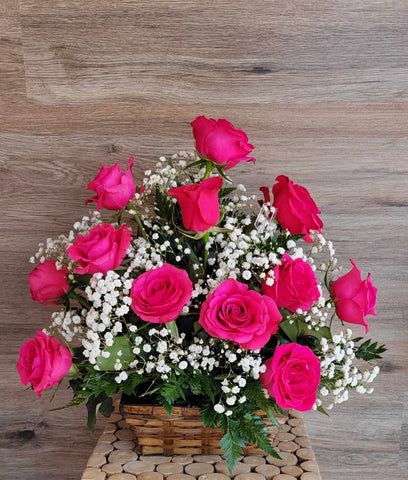 Dozen Roses in a Basket